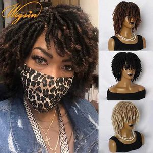 Synthetische pruiken Cosplaypruiken WIGSIN Synthetisch 6 inch Dreadlocks haar Pruik Kort Gekruld Gedraaid Gevlochten Zwart Bruin Hittebestendig Ademend Pruik voor zwarte vrouwen 240329