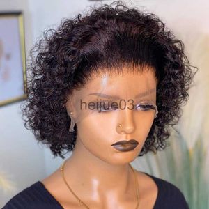 Perruques Synthétiques Bouclés Perruques de Cheveux Humains Pixie Cut Perruque Brun Rouge Couleur Perruques de Cheveux Humains Pas Cher Bob Perruque Préplumé Hairline Lace Front Perruque Pour Les Femmes x0715