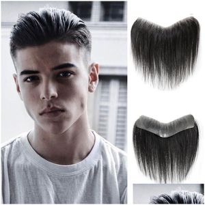 Perruques synthétiques Dianqi Front Toupee Transparent Natural Hairline Men V Loop Hair Male Wig Drop Delivery Products Dhclr