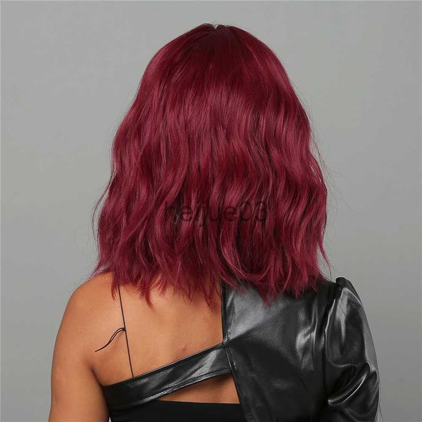 Cámaras de cámaras sintéticas Cámaras de longitud media peluca rizada con flequillo Red Red sintético Boba de cabello para mujeres negras Peluces de cosplay resistentes al calor natural X0626