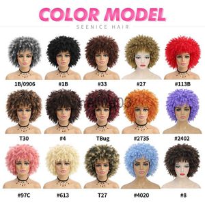 Synthetische pruiken Koepelcamera's Kort krullend pruik met pony Afro Kinky krullend Synthetische pruiken voor zwarte vrouwen Ombre Natuurlijk hittebestendig haar Blond Cosplaypruiken x0626