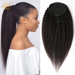 Pelucas sintéticas Cordón Cola de caballo Cabello humano Cola de caballo Afro Kinky Curly Ponytail Kinky Straight Ponytail Remy Cabello brasileño Ponytail 231204