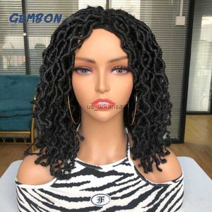 Perruques synthétiques dreadlock fausse nulocs cheveux courts afro curly perruque synthétique brun noir