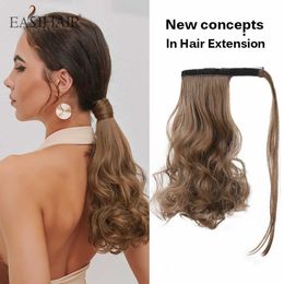 Pelucas sintéticas Easihair Ondulado largo Wrap Around Clip Ponytail Hairpiece en Ombre Brown Tail Blonde Fack 230227