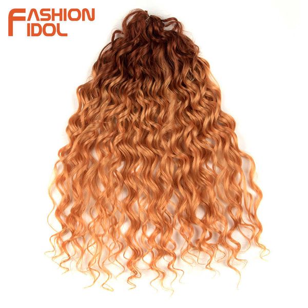 Synthetische Perücken Fashion Idol Deep Wave Twist Crochet Hair Synthetische Afro Curly Braids Ombre Orange Flechten für Frauen 230227