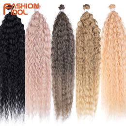 Perruques synthétiques Fashion Idol Kinky Curly Hair Synthétique Ombre Brown Bundles 30 pouces Super Long Weave Loose Water Wave 230227