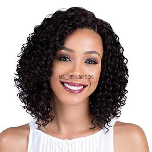 Pelucas sintéticas Moda Peluca rizada rizada corta para mujeres negras Suave y saludable Negro Sintético Afro Rizado Bob Peluca Natural como cabello real Pelucas de fiesta HKD230818