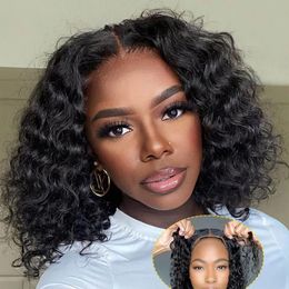 Perruques synthétiques Fayniss Wear et Goe Deep Wave Bob Bob pour femmes Human Human Curly Wigless Wig Ready to Go Human Hair Wigs Pré-coupe Perruque Air 231211