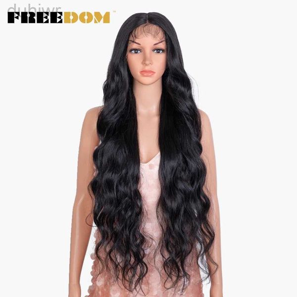 Perruques synthétiques FREEDOM-perruque Lace Front synthétique ondulée Super longue pour femmes noires, perruque marron rose, perruque de Cosplay thermique ldd240313