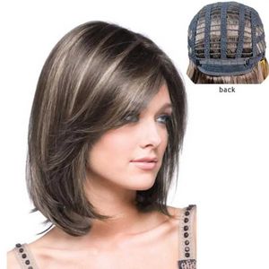 Perruques synthétiques Perruque bandeau complet dégradé perruque de cheveux courts pour les fêtes utilisation avec aspect doux naturel conception de filet rose fil haute température femelle 240329