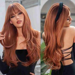 Perruques synthétiques GEMMA GEMMA BRORN ROUGH BRORN CUPING GINGER LONGE Longue perruque synthétique adaptée aux femmes Wig Natural Wave With Bangs Rief-Play-Play-Play-Playing Hair Y240401