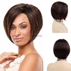 Synthetische pruiken Gnimegil brunette bruine pruik Natuurlijke synthetische haar Petite maat pruiken voor vrouwen pixie Knip kort hoogtepunt Haar trendy mama pruik hkd230818