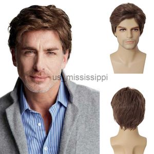 Perruques synthétiques GNIMEGIL synthétique court hommes perruque Style de cheveux perruques hommes court naturel toupet perruques résistant à la chaleur perruques Cosplay Halloween Costume perruque x0826