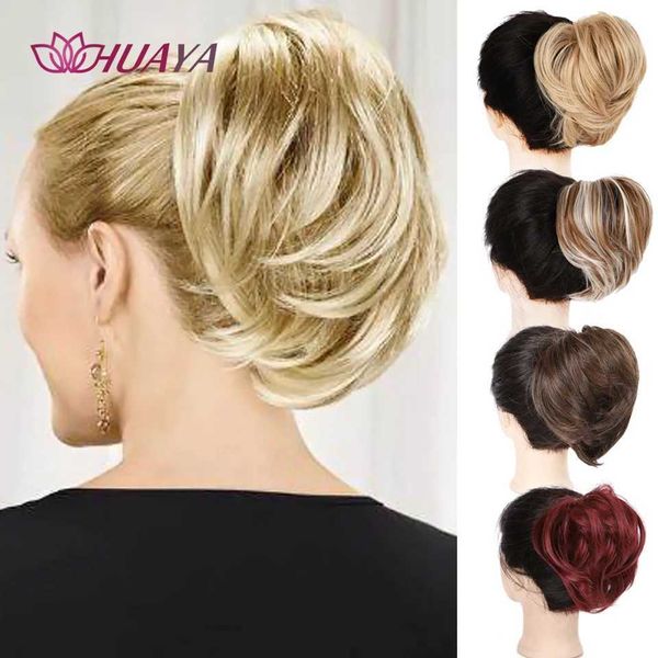 Pelucas sintéticas Accesorios para el cabello HUAYA Moño elástico para el cabello Scrunchie sintético Donut Chignon Cabello desordenado Cola de caballo Updo Cubierta Postizo para mujeres 240328 240327