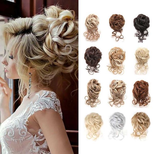 Pelucas sintéticas Accesorios para el cabello Moño desordenado Pieza para el cabello Moño despeinado Updo 10 pulgadas Elegante banda elástica Piezas para el cabello Moño para el cabello rizado Scrunchie para mujeres 240328 240327