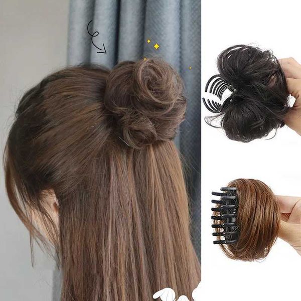 Pelucas sintéticas Accesorios para el cabello Moño de pelo desordenado sintético Clip de garra de moño en cola de caballo Moño de pelo rizado ondulado Scrunchies Postizos esponjosos Peluca para mujeres 240328 240327