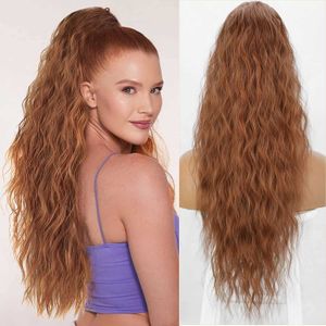 Perruques synthétiques Hair Bun Maker est une perruque cheveux synthétiques pour femmes queue de cheval longue vague d'eau lâche et naturelle brun Bclak rouge clip-in 240328 240327