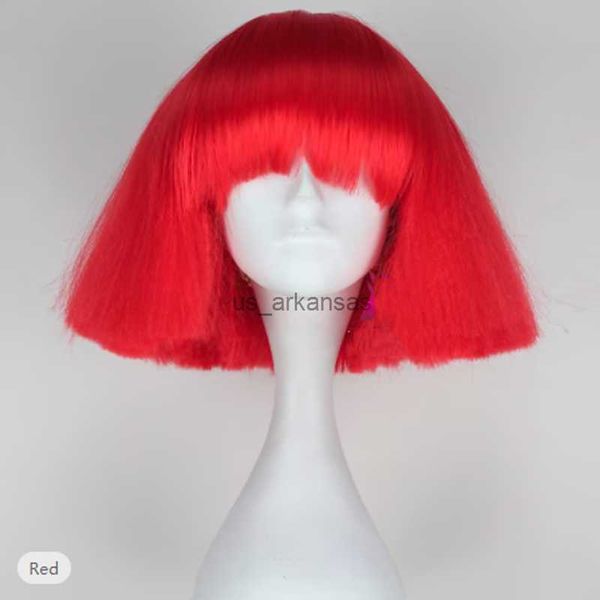 Perruques synthétiques coiffures Lady Gaga Cosplay perruques raides Bob court brun foncé gris foncé blonde blonde blonde Blonde noire à cheveux synthétique perruque hkd230818