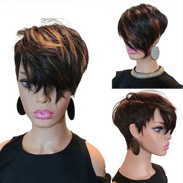 Perruques synthétiques HAIRJOY cheveux synthétiques perruque afro-américaine marron noir mixte courte perruques droites pour les femmes noires 240328 240327