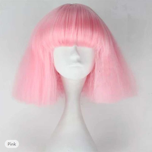 Perruques synthétiques HAIRJOY cheveux synthétiques Cosplay perruques droit Bob court brun foncé argent gris blond foncé rose vert blond noir Custume perruque 240318