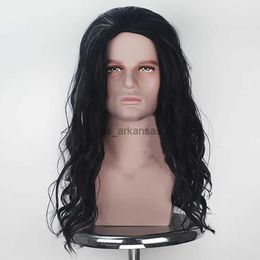 Perruques synthétiques HAIRJOY perruques de cheveux synthétiques mâle longue partie centrale bouclée noir brun foncé perruque pour homme HKD230818