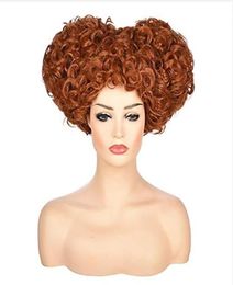 Pelucas sintéticas HAIRJOY Winifred Sanderson Disfraz Hocus Pocus Corto Marrón Rojo Cosplay Cabello para mujeres 5675585