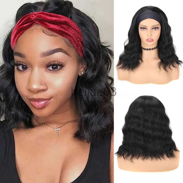 Pelucas sintéticas Diadema Peluca para mujeres negras Cabello sintético Onda de agua Peluca corta para mujer 14 