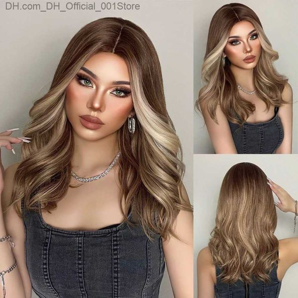 Pelucas sintéticas Henry Margu Ash Brown Blended White Gold Long Wave Peluca sintética Black Women's Daily Wig Role Playing Hair Resistente al calor Z230805