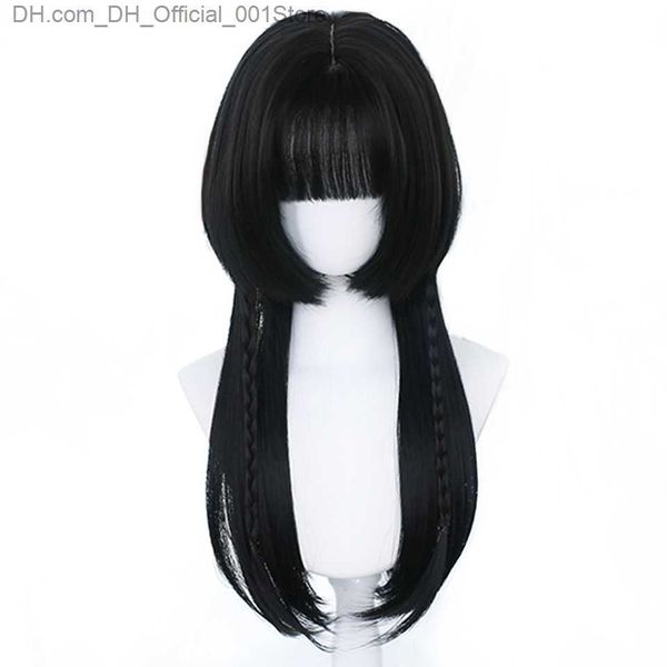 Perruques synthétiques Houyan cheveux longs raides perruque synthétique femme rose argent noir Anime Bang fête perruque Z230805