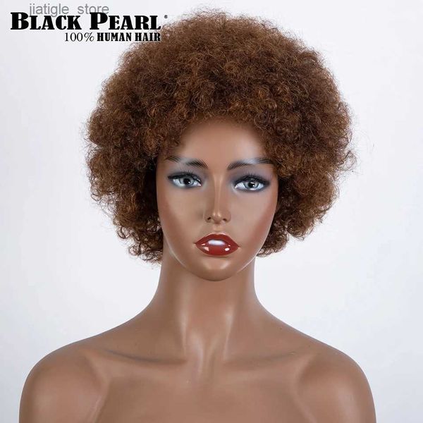 Pelucas sintéticas pelucas de cabello humano bob brasil brasileño afro rizado color rizado color marrón oscuro remy cabello humano kinky rizado pelucas de encaje para mujeres y240401