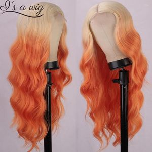 Perruques synthétiques I's A perruque longue ondulée Blonde Orange pour les femmes noir brun rouge surbrillance fête Cosplay fibre résistante à la chaleur