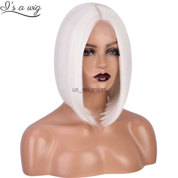 Perruques synthétiques I's A Wig Wig Synthetic Wigs for Women Short Ling White Wigs Middle Part Blonde Black Orange Bob Wigs Cosplay Utiliser les cheveux HKD230818