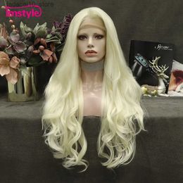 Perruques synthétiques Imstyle perruque Blonde platine longue perruque avant en dentelle synthétique perruque ondulée naturelle pour les femmes perruques de Cosplay fibre résistante à la chaleur Q240115