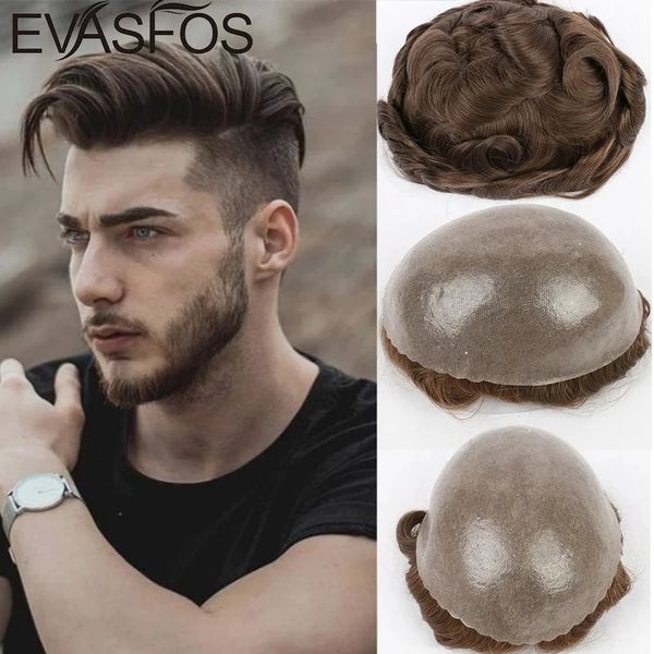 Pelucas sintéticas Peluca para hombre indio Cuero completo PU Toupee Dispositivo de inducción de cabello Sistema de reemplazo Clip 231215