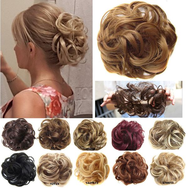 Perruques synthétiques Jeedou Messy Bun Chignon Donut Hair Pad Corde élastique Élastique Postiche Noir Gary Brown Couleur 230629