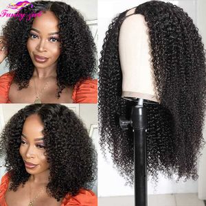 Perruques synthétiques crépus bouclés u partie perruque de cheveux humains brésilienne profonde sans colle v pour les femmes noires 150% densité couleur naturelle s 230227