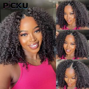 Pelucas sintéticas Kinky Curly V Part Peluca Cabello humano Sin dejar de lado Thin Malaysian para mujeres 250 Density Afro Glueless U Wi 230803