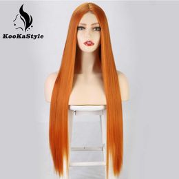 Perruques synthétiques Kookastyle Wig synthétique Longue perruque droite pour femmes Perruques de cosplay orange pour les femmes cheveux naturels résistants à la chaleur gris cheveux blonds T221103