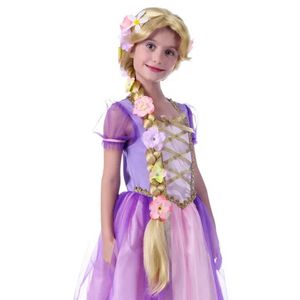 Synthetische pruiken Kanten pruiken AICKER Lange blonde Rapunzel pruiken voor kinderen - Prinses meisje kostuum Cosplay Sprookjesachtige bal vlecht pruiken voor Halloween Kerst Onderdeel 240329