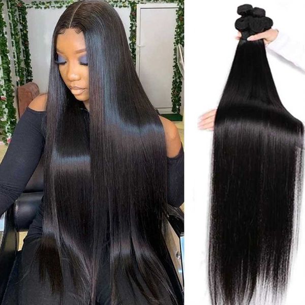 Perruques synthétiques Perruques en dentelle Extensions de cheveux humains brésiliens droits Offre 100% promotion de cheveux vierges non transformés Tissage bon marché 30 pouces Bundles cheveux 240328 240327