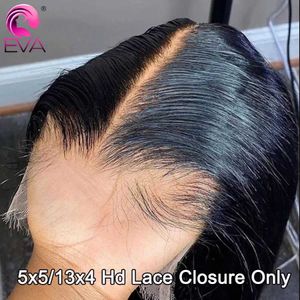 Perruques synthétiques Perruques en dentelle Eva 5x5 Hd Lace Closure Straight 13x4 Lace Frontal Closure Hand Tied Human Hair Closures Free Part Hd Lace Closure Pre Plucked 240328 240327