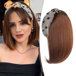 Synthetische pruiken Kanten pruiken MEIFAN Synthetische korte rechte bob Halve pruik met hoofdband Clip-in haar Zwart Bruin Pluizig Vals haarstukje voor dames 240329