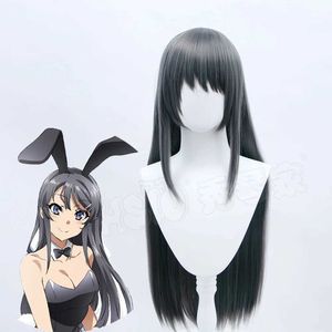 Synthetische pruiken Kanten pruiken Sakurajima Mai Cosplaypruik Vezel synthetisch pruikHSIU Anime Rascal Does Not Dream of Bunny Girl Senpai Dames Zwart 240328 240327