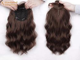 Synthetic Wigs Lativ Chocolate Brown Wavy Hair Topper With Thinning Bangs Heat Resistant61332545080074