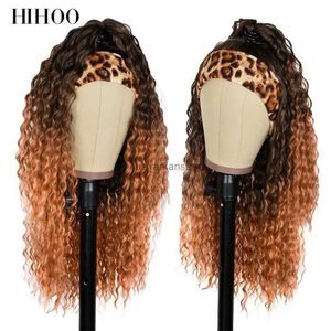 Perruques synthétiques Long Afro Pinky Curly Bandband Perne Synthetic Ice Bandband Perrette pour femmes noires Ombre Wig Curly Wig Organic Fibre Hair Blonde Wig HKD230818