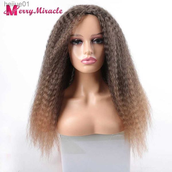 Pelucas sintéticas Pelucas sintéticas de color degradado largo y rizado para mujeres negras Pelo blanco rubio negro jengibre Pelucas de pelo sintético rizado afro rizado L231024