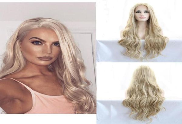 Pelucas sintéticas de encaje larga peluca de oro ombre rubia ola de cuerpo rizado para mujeres negras cosplay drag queen cotily cotily Hair53337378