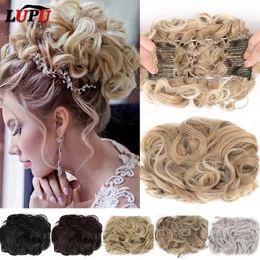 Synthetische pruiken LUPU rommelig synthetisch krullend haar broodje kam chignon met haar elastische band clip in natuurlijke nep haarstukken voor vrouwen scrunchies 240329