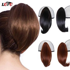 Synthetische pruiken LUPU Synthetische 6 inch Korte Rechte Grijper Paardenstaart Klauw Clip in Haar Hittebestendig Haar Paardenstaart Voor Vrouwen 240329