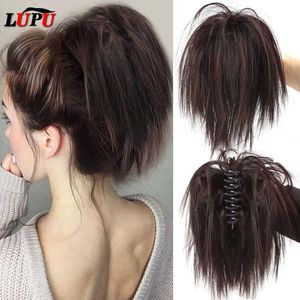 Perruques synthétiques LUPU cheveux synthétiques Chignon griffe Chignon en désordre bande de cheveux bouclés élastique Scrunchy faux cheveux pièces pour femmes Clip dans les cheveux 240329